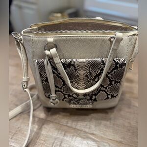 Elegant Cream and Black Snake Print Women's Bag